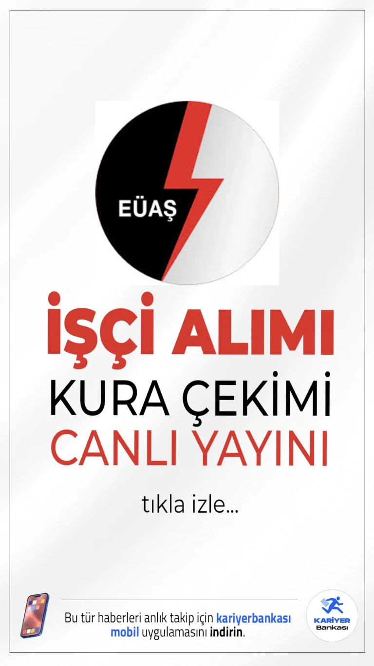 EÜAŞ İşçi Alımı Kura Çekimi Canlı Yayında Başladı.EÜAŞ’ın 601 işçi alımı için gerçekleştireceği kura çekimi 7 Mayıs itibarıyla saat 10.00’da başladı.