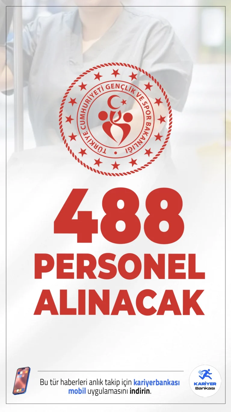 Gençlik ve Spor Bakanlığı 488 Personel Alımı Yapacak.Gençlik ve Spor Bakanlığı (GSB), İŞKUR Toplum Yararına Program (TYP) kapsamında 15 farklı şehirde toplam 488 kişilik temizlik personeli alımı gerçekleştirecek.TYP programı sayesinde işsiz bireyler geçici süreli kamu hizmetlerinde istihdam edilerek hem gelir elde ediyor hem de deneyim kazanıyor.