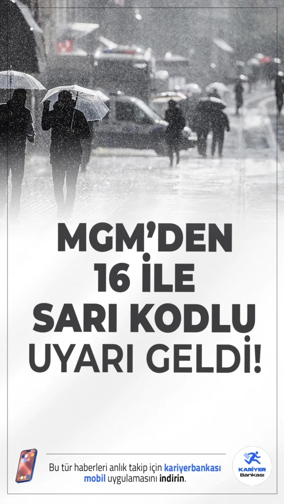Meteoroloji’den 16 İle Sarı Kodlu Uyarı.Yarın Van, Hakkari, Bitlis, Batman ve çevresinde kuvvetli rüzgar, fırtına ve toz taşınımı etkili olacak; ulaşım ve hava kalitesine dikkat!