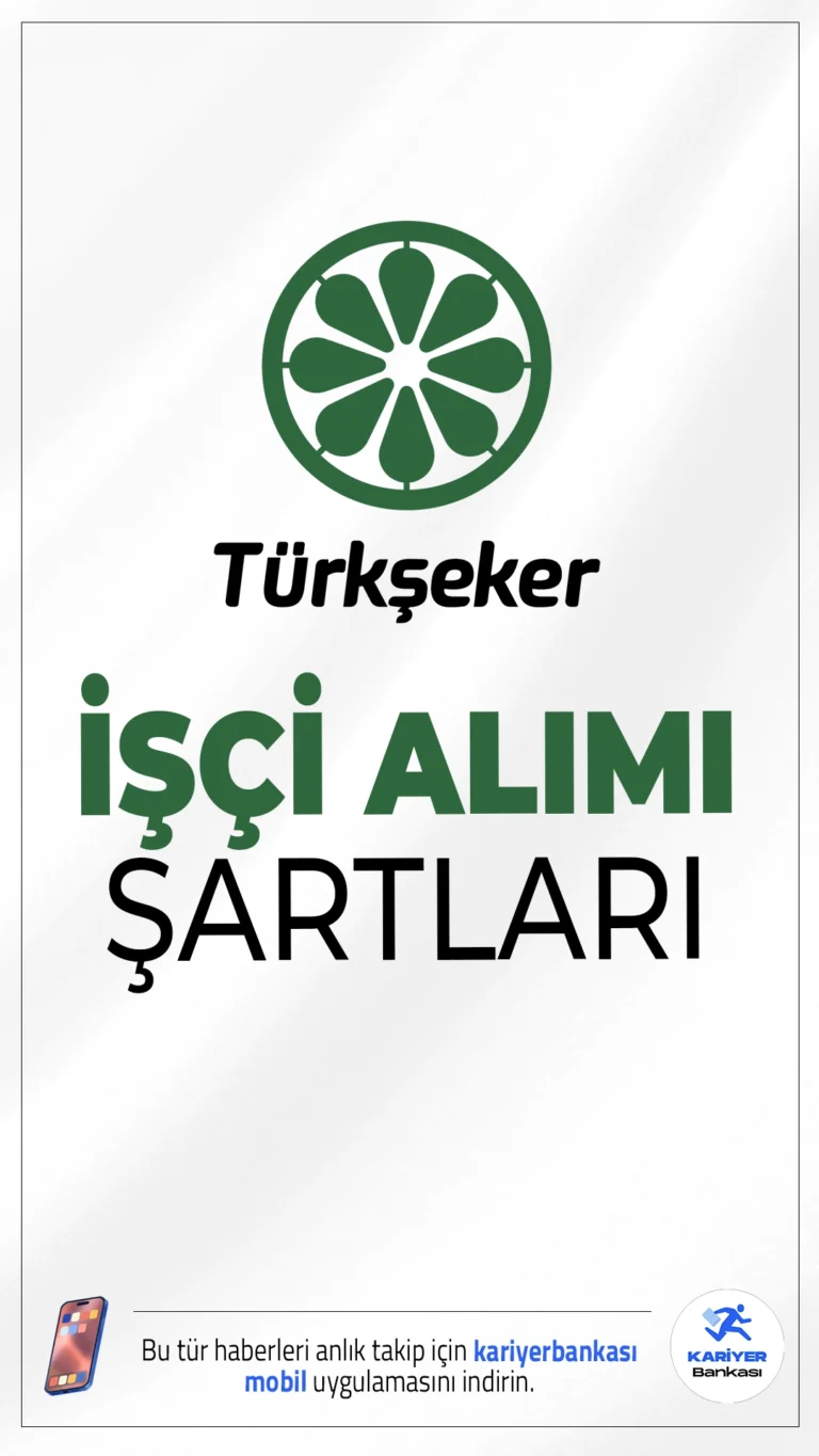 Türkşeker 111 İşçi Alımı Şartları.Türkiye Şeker Fabrikaları A.Ş (Türkşeker) işçi alımı başvuruları sürüyor. İlgili alım duyurusuna göre Türkşeker'e engelli ve eski hükümlü olmak üzere toplamda 111 sürekli işçi alımı yapılacak. Alım yapılacak pozisyonlar arasında büro işçisi, idari destek görevlisi, şoför, grafiker, beden işçisi ve ahşap işleri teknisyeni yer alıyor. Başvuru yapacak adayların genel ve özel şartları sağlaması gerekmektedir.