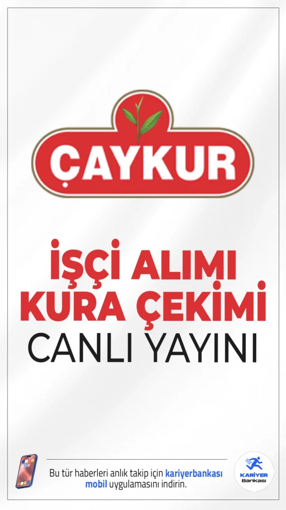 Çaykur İşçi Alımı Kura Çekimi Canlı Yayında Başladı.Çaykur'un 2024 yılı için gerçekleştirdiği işçi alımında kura çekimi süreci, canlı yayınla resmen başladı. Adaylar heyecanla sonuçları bekliyor.