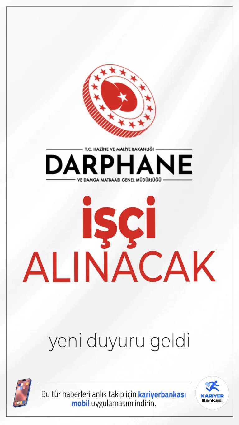 Darphane ve Damga Matbaası 24 İşçisi Alımı Yapacak.T.C. Hazine ve Maliye Bakanlığı Darphane ve Damga Matbaası Genel Müdürlüğü, İstanbul’daki iş yerlerinde görevlendirilmek üzere toplam 24 kamu işçisi alımı yapacağını duyurdu. Alımlar 4857 sayılı İş Kanunu ve ilgili yönetmelikler çerçevesinde gerçekleştirilecek. İş başvuruları, 26 Mayıs - 30 Mayıs 2025 tarihleri arasında yalnızca İŞKUR üzerinden online olarak yapılabilecek.