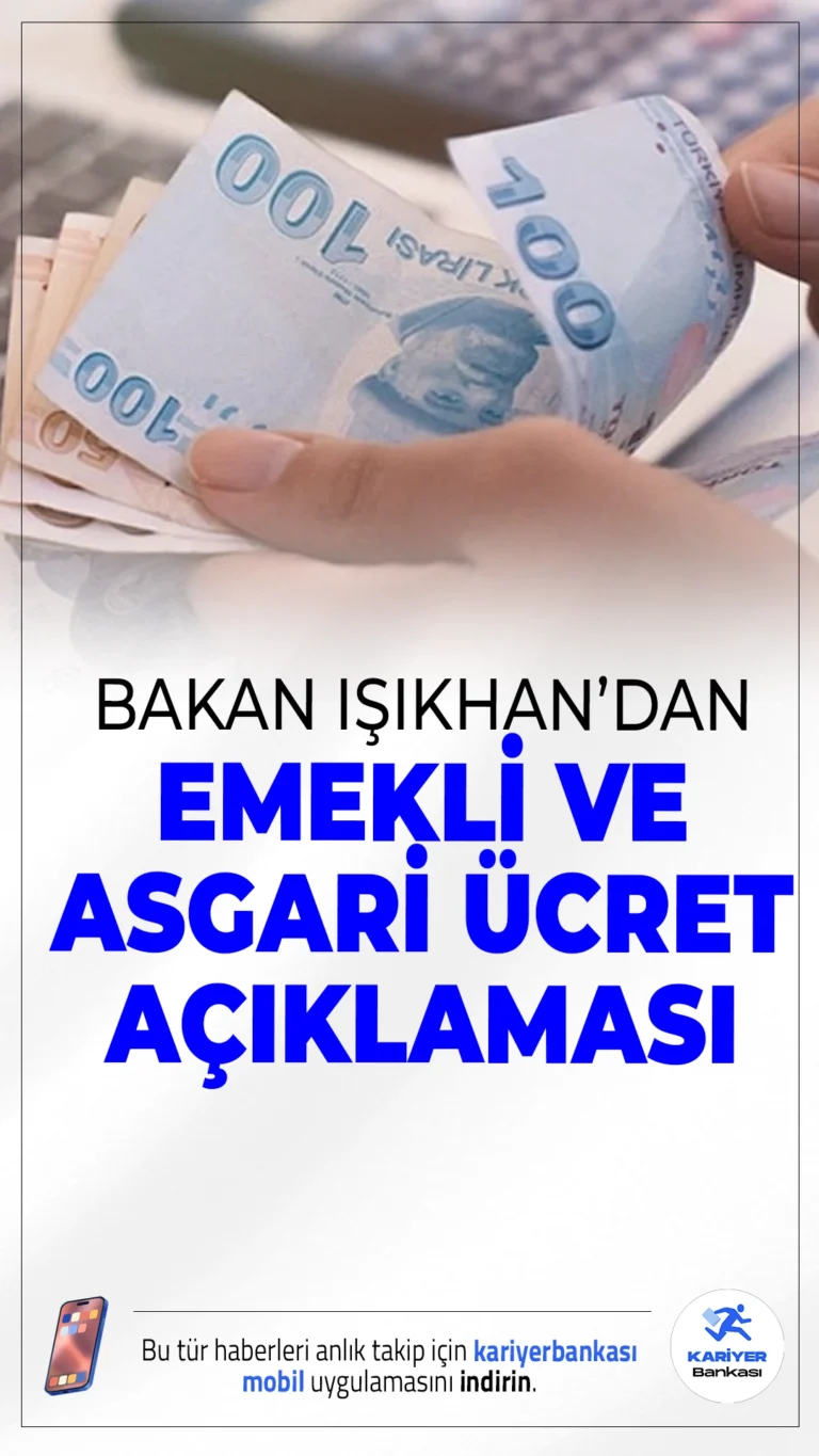 Vedat Işıkhan'dan Emekli ve Asgari Ücret Açıklaması.Çalışma ve Sosyal Güvenlik Bakanı Vedat Işıkhan, Temmuz ayında asgari ücret ve emekli maaşlarına ara zam yapılıp yapılmayacağına dair merak edilen soruları yanıtladı.