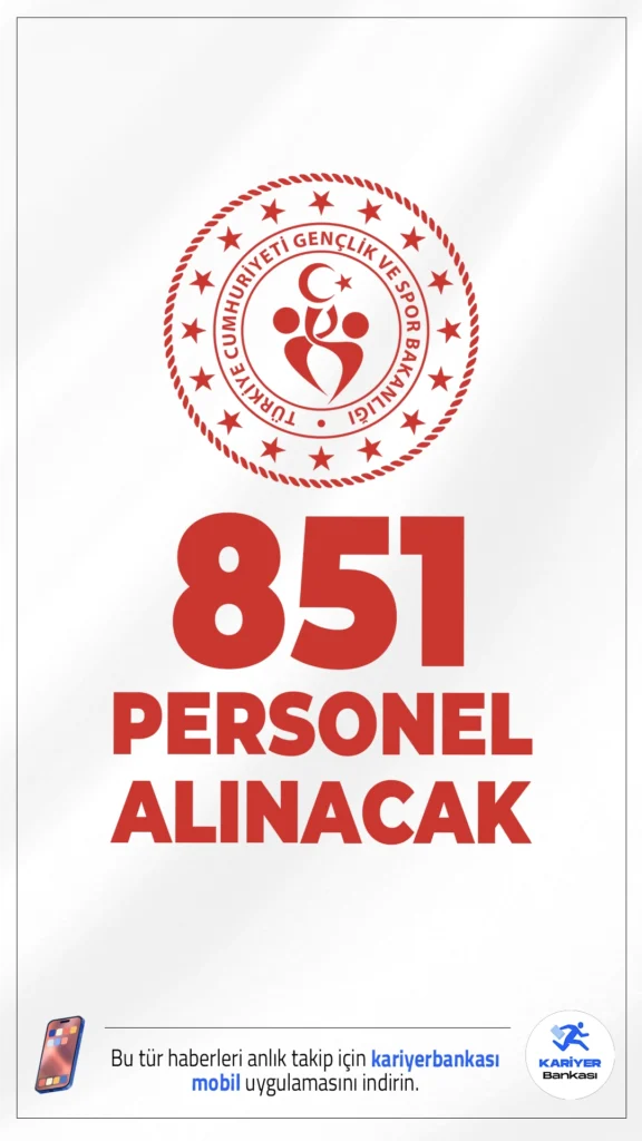 GSB 851 Personel Alımı Yapacak.Gençlik ve Spor Bakanlığı (GSB), Toplum Yararına Program (TYP) kapsamında 17 ilde toplam 851 kişilik KPSS'siz personel alımı için başvuruları başlattı. Başvurular İŞKUR üzerinden alınmakta olup, adayların belirli şartları sağlaması gerekmektedir.