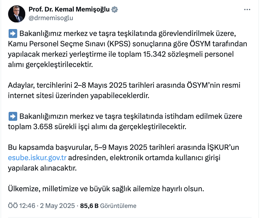 Sağlık Bakanlığı 19 Bin Personel Alımı 