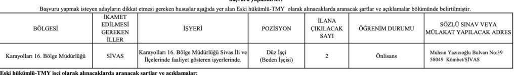kgm eski hükümlü işçi alımı