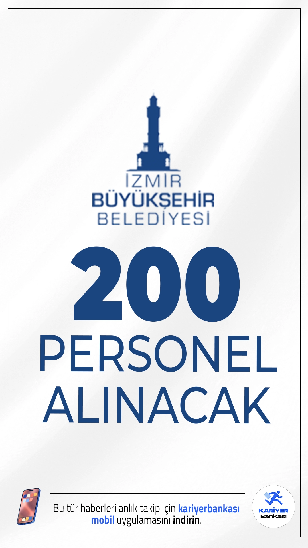 İzmir Büyükşehir Belediyesi 200 Personel Alımı Yapacak!İzmir Büyükşehir Belediyesi bünyesinde hizmet veren İZENERJİ, İŞKUR üzerinden yayınladığı yeni ilanla, 32 farklı meslek grubunda toplam 200 kişilik personel alımı yapacağını açıkladı. Farklı meslek kollarında gerçekleşecek bu alım ile İzmir genelindeki hizmet kalitesinin artırılması hedefleniyor.