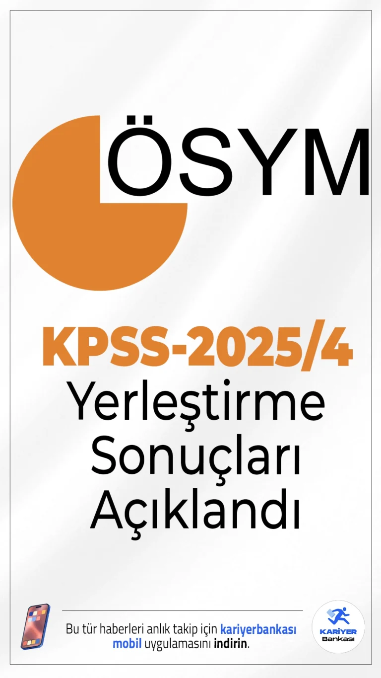 KPSS-2025/4 Yerleştirme Sonuçları Açıklandı.ÖSYM sayfasından yayımlanan duyuruda, 02-08 Mayıs 2025 tarihleri arasında tercihleri alınan KPSS-2025/4 Sağlık Bakanlığının sözleşmeli sağlık personeli pozisyonlarına yerleştirme işlemlerinin tamamlandığı aktarıldı.