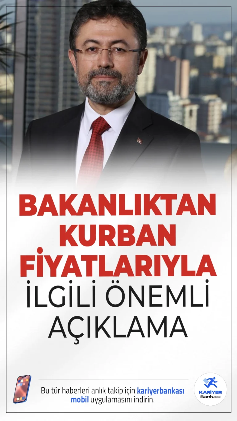 Bakan Yumaklı'dan Kurbanlık Fiyatlarıyla İlgili Önemli Açıklama.Kurban Bayramı öncesinde fiyat artışı iddialarına karşı açıklama yapan Bakan Yumaklı, "Fahiş artışı gerektiren bir durum yok" diyerek vatandaşlara güvence verdi.