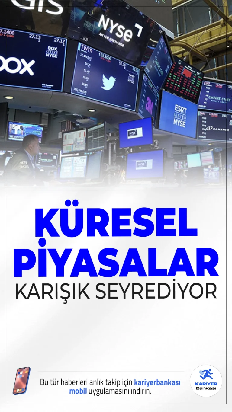 Küresel Piyasalar Karışık Seyrediyor.Küresel piyasalar, ABD Başkanı Trump'ın AB'ye yönelik sert tarifeleri gündeme taşımasıyla dalgalı seyrediyor. Ertelenen tarife kararı geçici rahatlama sağlasa da yatırımcı temkinli.