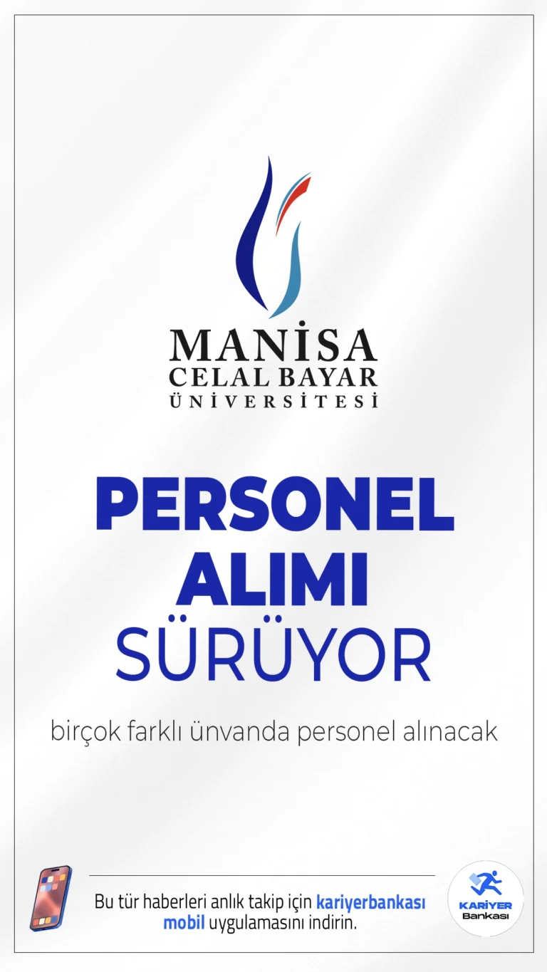 Manisa Celal Bayar Üniversitesi (MCBÜ) 178 Personel Alımı Sürüyor.Manisa Celal Bayar Üniversitesi çeşitli ünvanlarda sözleşmeli personel alımı için başvurular devam ediyor. Alımlar, özel bütçeden karşılanacak ve 2024 KPSS (B) grubu puan sıralaması esas alınarak yapılacak.Başvuru yapacak adayların genel ve özel şartları sağlaması gerekmektedir.İşte kontenjan dağılımı..