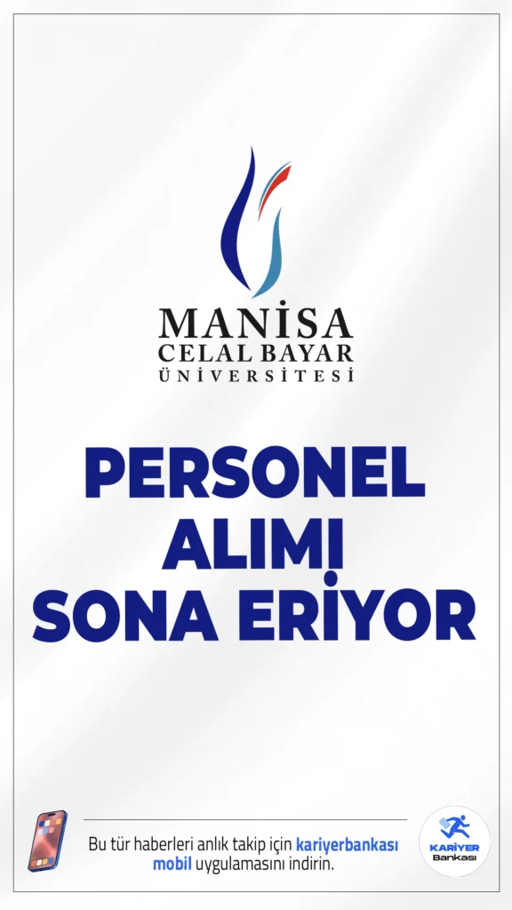 Manisa Celal Bayar Üniversitesi 178 Personel Alımı Sona Eriyor.Manisa Celal Bayar Üniversitesi personel alımı başvuruları bugün(29 Mayıs) sona eriyor.İlgili alım duyurusuda MCBÜ'ye, hemşire, destek personeli, biyolog, sağlık teknikeri, tekniker, teknisyeni büro personeli ünvanlarında sözleşmeli personel alımı yapılacağı aktarıldı.Başvuru yapacak adayların genel ve özel şartları sağlaması gerekmektedir.