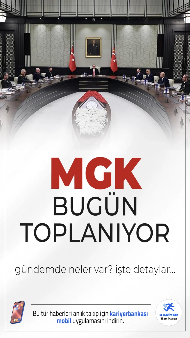 MGK Bugün Beştepe'de Toplanıyor.Milli Güvenlik Kurulu, Cumhurbaşkanı Erdoğan başkanlığında Beştepe'de kritik konularla bir araya geliyor. Toplantıda terörle mücadele ve uluslararası gelişmeler masada olacak.