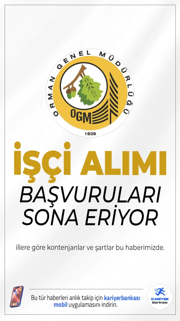 OGM 69 İşçi Alımı Başvurularında Son Saatler.Orman Genel Müdürlüğü (OGM) taşra teşkilatlarında görevlendirilmek üzere geçici ve daimi olmak üzere işçi alımı yapıyor.Başvurular İŞKUR üzerinden bugün(20 Mayıs) sona erecek.Başvuru yapacak adayların belirtilen şartları taşıması gerekmektedir.