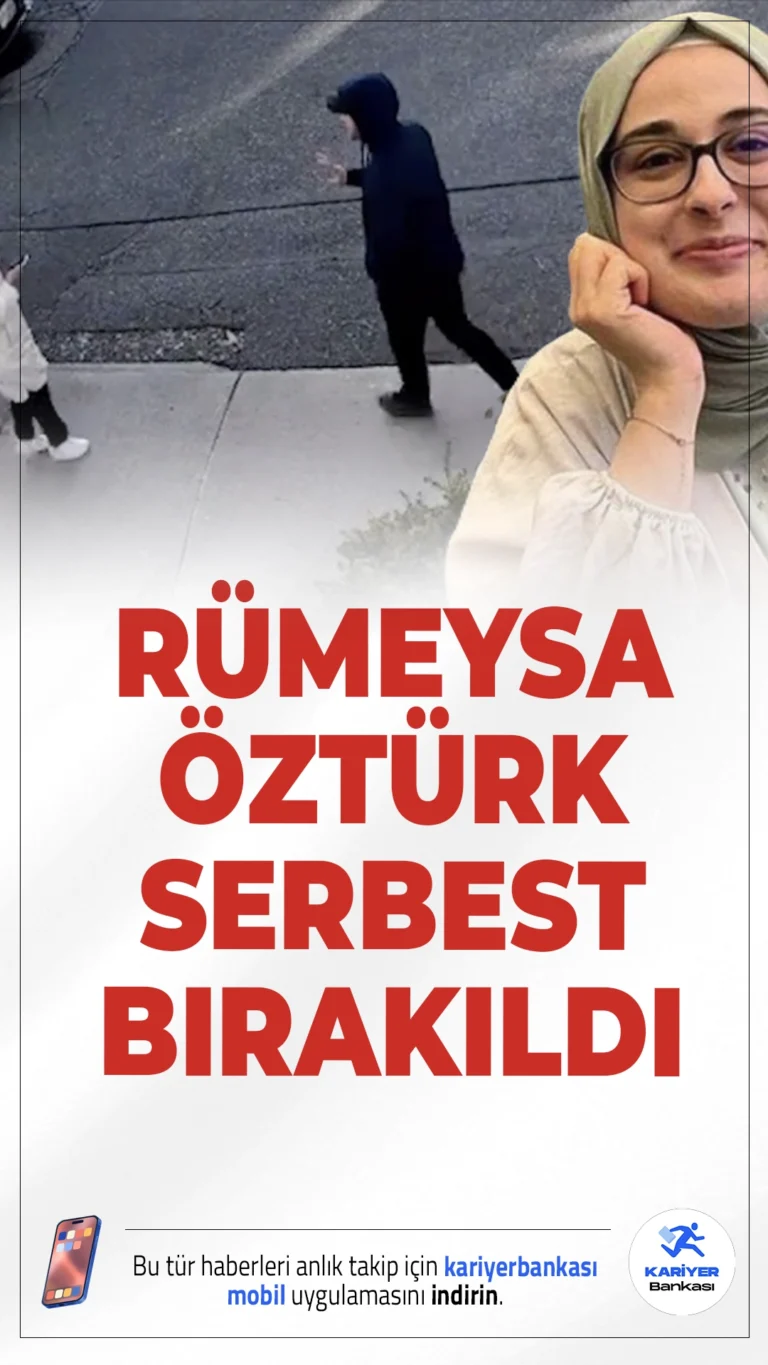 Rümeysa Öztürk Kefaletle Serbest Bırakıldı.ABD'de Filistin'e destek verdiği gerekçesiyle gözaltına alınan Tufts Üniversitesi öğrencisi Rümeysa Öztürk, 6 haftalık tutukluluğun ardından serbest bırakıldı.
