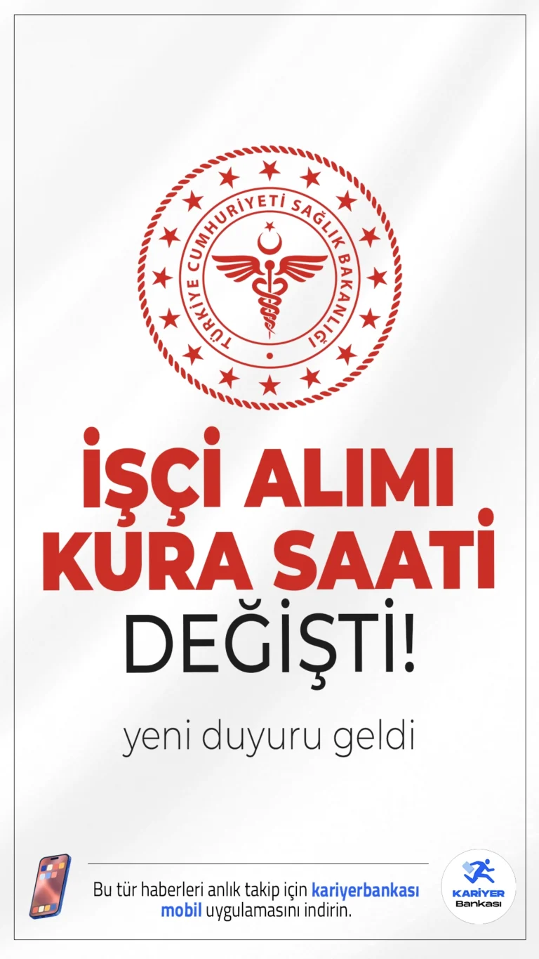 Sağlık Bakanlığı İşçi Alımı Kura Saati Değişti! Sağlık Bakanlığı Yönetim Hizmetleri Genel Müdürlüğü sayfasından yayımlanan duyuruya göre, 3658 işçi alımı kura yayını yarın (27 Mayıs) saat 10:00'da başlayacak.