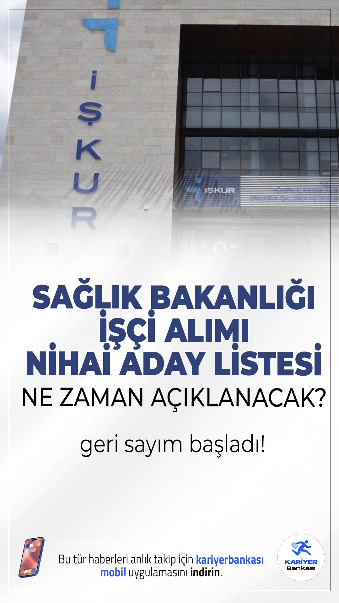 Sağlık Bakanlığı İşçi Alımı Nihai Aday Listesi için Geri Sayım Başladı.Sağlık Bakanlığı'nın temizlik görevlisi, güvenlik görevlisi, klinik destek elemanı ve aşçı alımı için başvuru yapanlar, bu hafta açıklanacak nihai aday listelerine odaklandı.