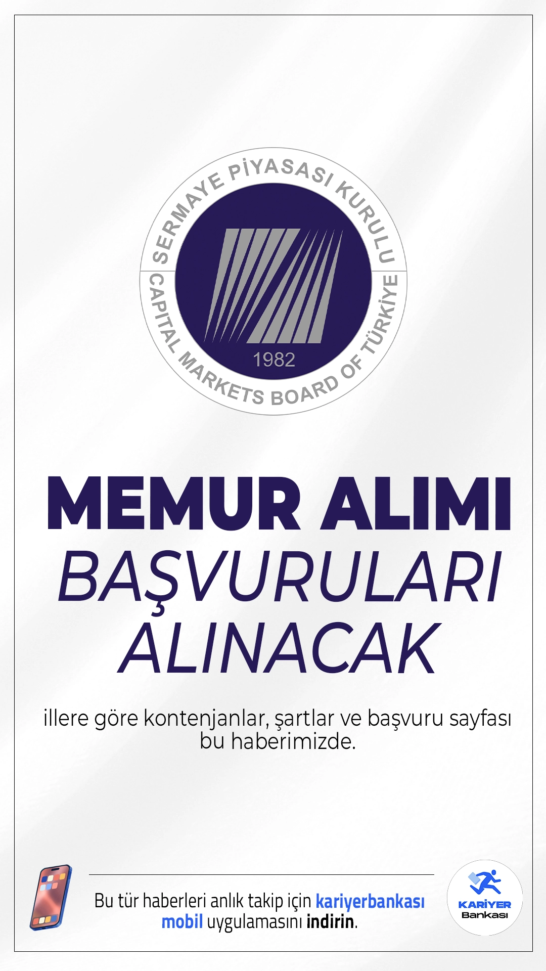 Sermaye Piyasası Kurulu (SPK) 35 Memur Alımı Başvuruları Alınacak.Sermaye Piyasası Kurulu (SPK) personel alımı başvuruları bugün itibarıyla başladı. Alımlar, Genel İdare Hizmetleri, Teknik Hizmetler ve Yardımcı Hizmetler sınıfında yapılacak. Başvuru yapacak adayların genel ve özel şartları taşıması gerekmektedir. İşte şartlar ve başvuru sayfası...