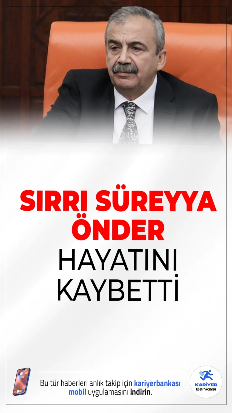 Son Dakika: Sırrı Süreyya Önder Hayatını Kaybetti.TBMM Başkanvekili ve DEM Parti İstanbul Milletvekili Sırrı Süreyya Önder, geçirdiği kalp rahatsızlığı sonrası tedavi gördüğü hastanede hayatını kaybetti.