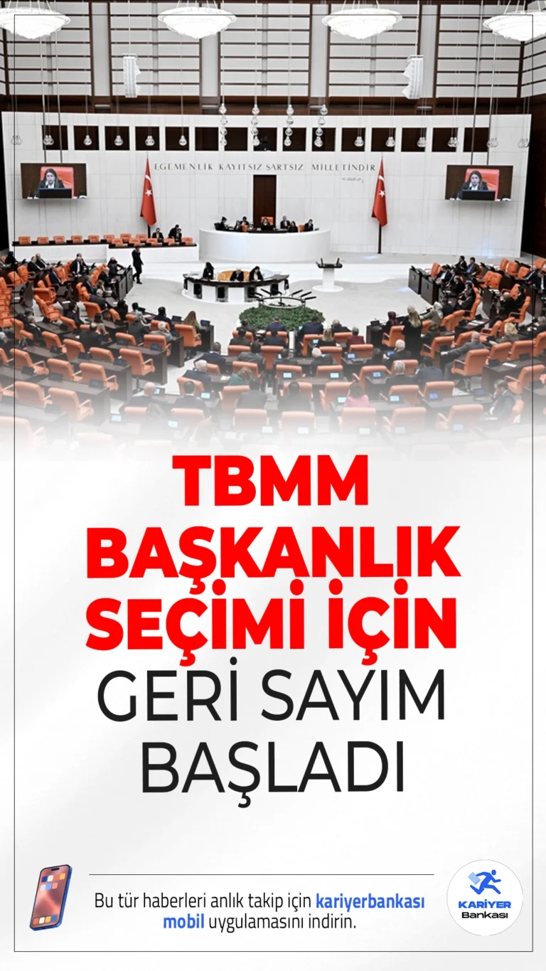 TBMM Başkanlık Seçimi İçin Geri Sayım Başladı.Türkiye Büyük Millet Meclisi'nde başkanlık koltuğu için seçim süreci 28 Mayıs’ta başlıyor, yeni başkan 3 Haziran’da seçilecek.