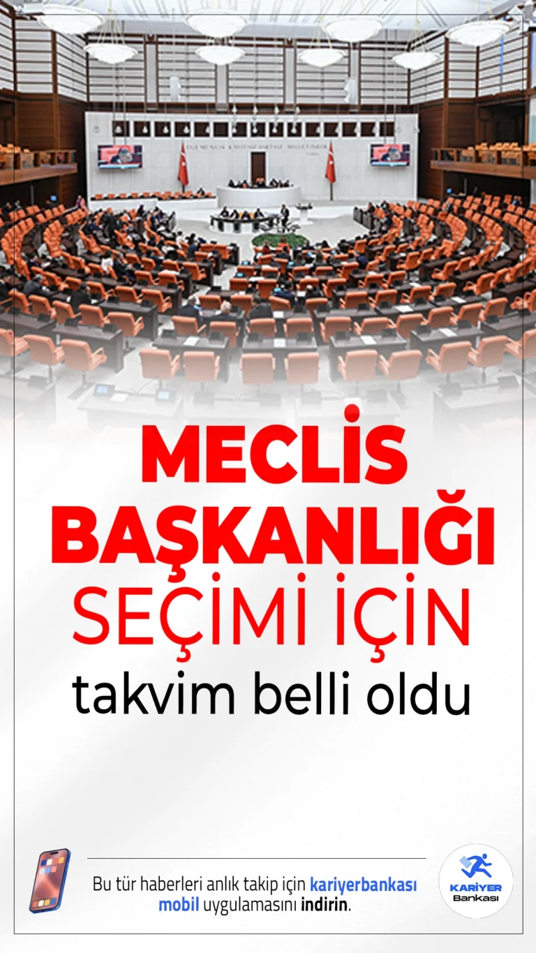 Meclis Başkanlığı Seçimi İçin Takvim Belli Oldu.Meclis Başkanı Numan Kurtulmuş’un görev süresinin dolmasıyla birlikte yeni başkanlık seçimi süreci 28 Mayıs’ta başlayacak, seçim ise 3 Haziran’da yapılacak.