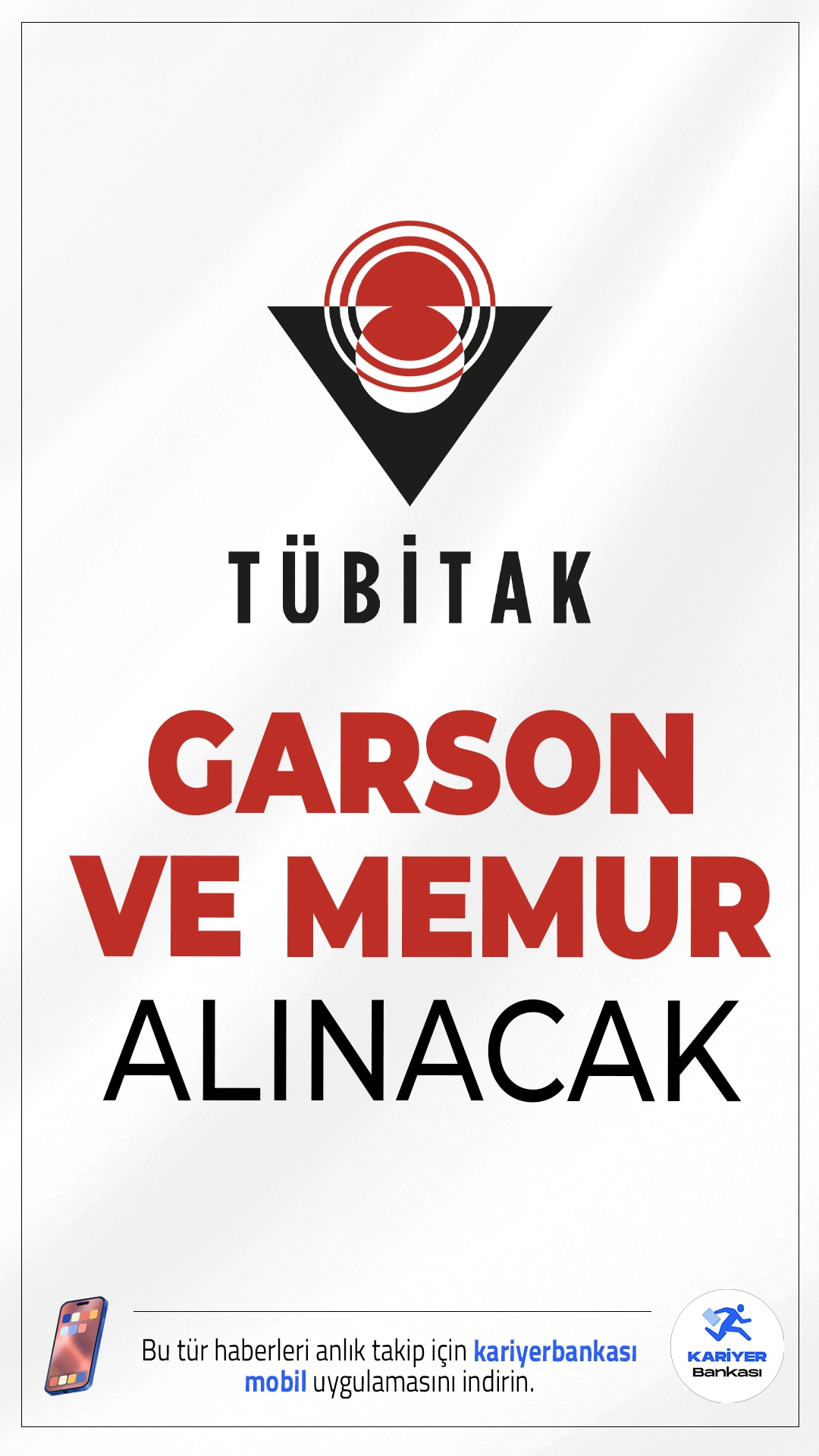 TÜBİTAK Garson ve Memur Alımı Başladı.TÜBİTAK, Ankara ve Kocaeli’de görevlendirilmek üzere garson ve memur ünvanlarında toplam personel alımı yapacağını duyurdu.