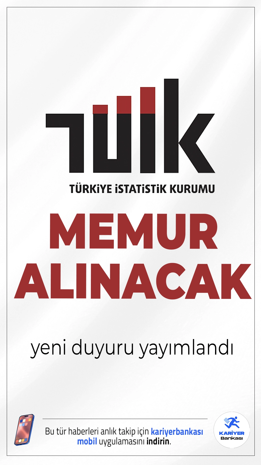 TÜİK 12 Memur Alımı Yapacak! Başvurular Başladı.Türkiye İstatistik Kurumu (TÜİK), merkez teşkilatında görevlendirilmek üzere 12 adet Uzman Yardımcısı alımı yapacağını duyurdu. Alım, 2025/1 sayılı giriş sınavı ile gerçekleştirilecek ve adaylardan belirli KPSS puan türleri ile YDS puanı istenecek.