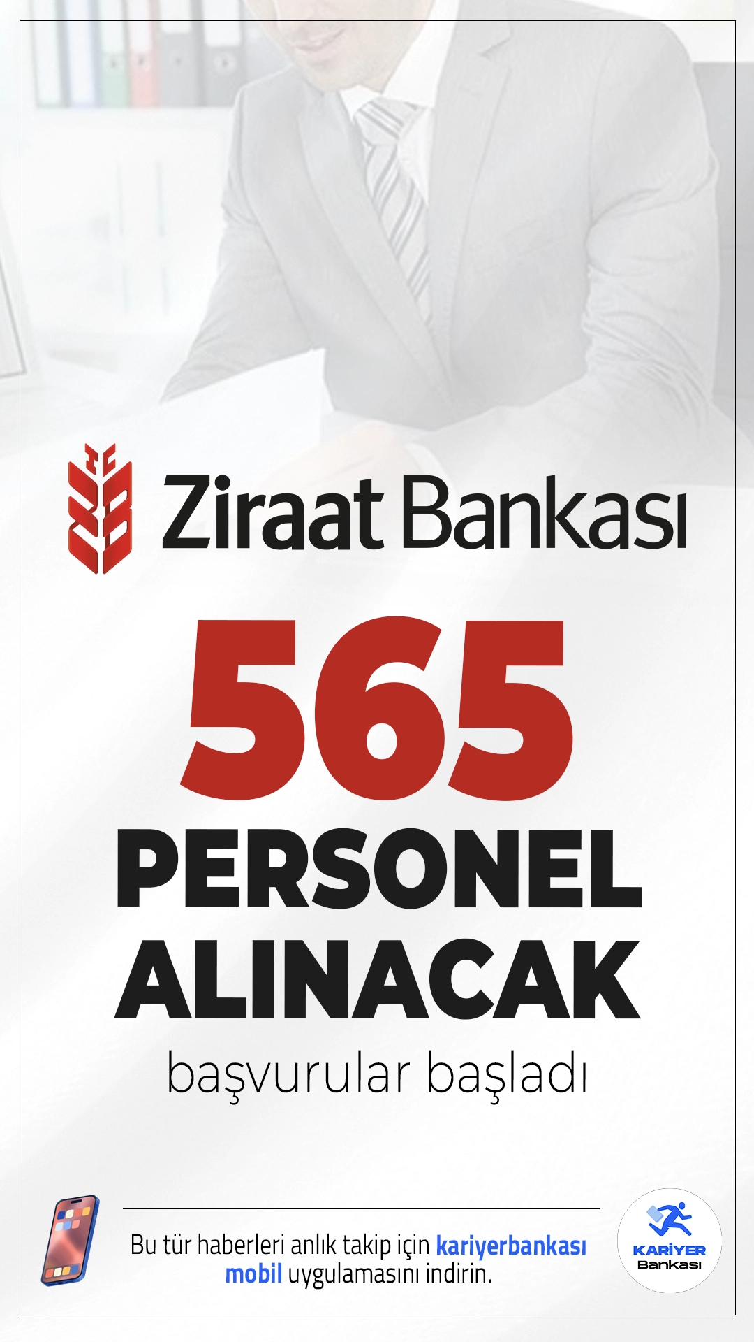 Ziraat Bankası 565 Personel Alımı Başladı! İşte Kadro ve Başvuru Detayları.Ziraat Bankası ve Ziraat Katılım Bankası, 2025 yılı için toplam 565 memur alımı gerçekleştireceklerini duyurdu. Servis Görevlisi, Uzman Yardımcısı ve Müfettiş Yardımcısı pozisyonlarında yapılacak alımlarda, adaylardan belirli genel ve özel şartlar aranıyor.