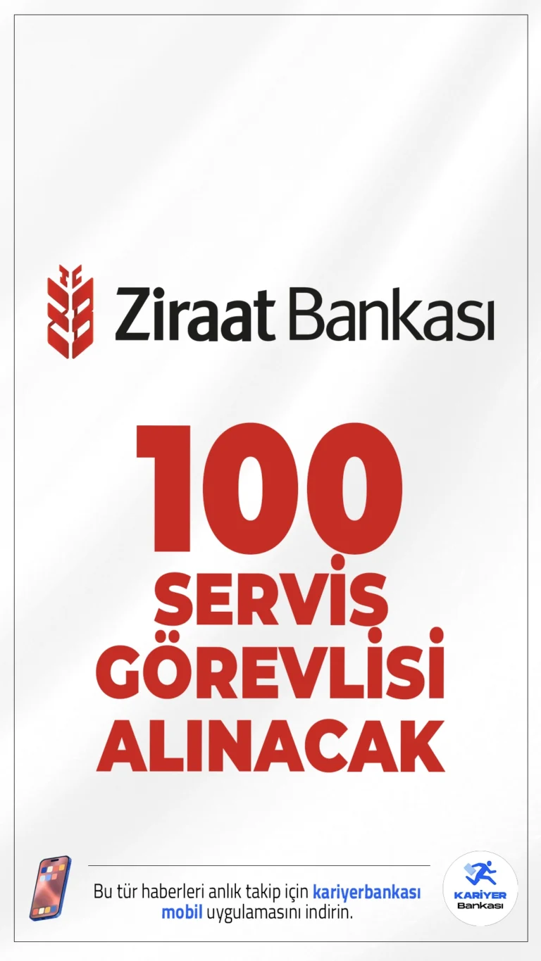 Ziraat Bankası 100 Servis Görevlisi Alacak! Başvurular Başladı.Ziraat Bankası, İstanbul ilinde yer alan şubelerinde görevlendirilmek üzere 100 Servis Görevlisi alımı yapacağını duyurdu. Bu pozisyonda istihdam edilecek personel, bankacılık ürünlerinin tanıtımı, satışı ve operasyonel işlemlerinde görev alacak.
