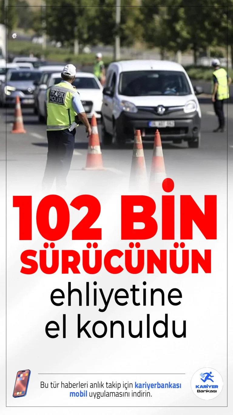 102 Bin Sürücünün Ehliyetine El Konuldu.Trafikte alkol denetimleri sıkılaştı: 1 Ocak - 12 Haziran 2025 tarihleri arasında 102 bin 725 sürücünün ehliyetine geçici olarak el konuldu.