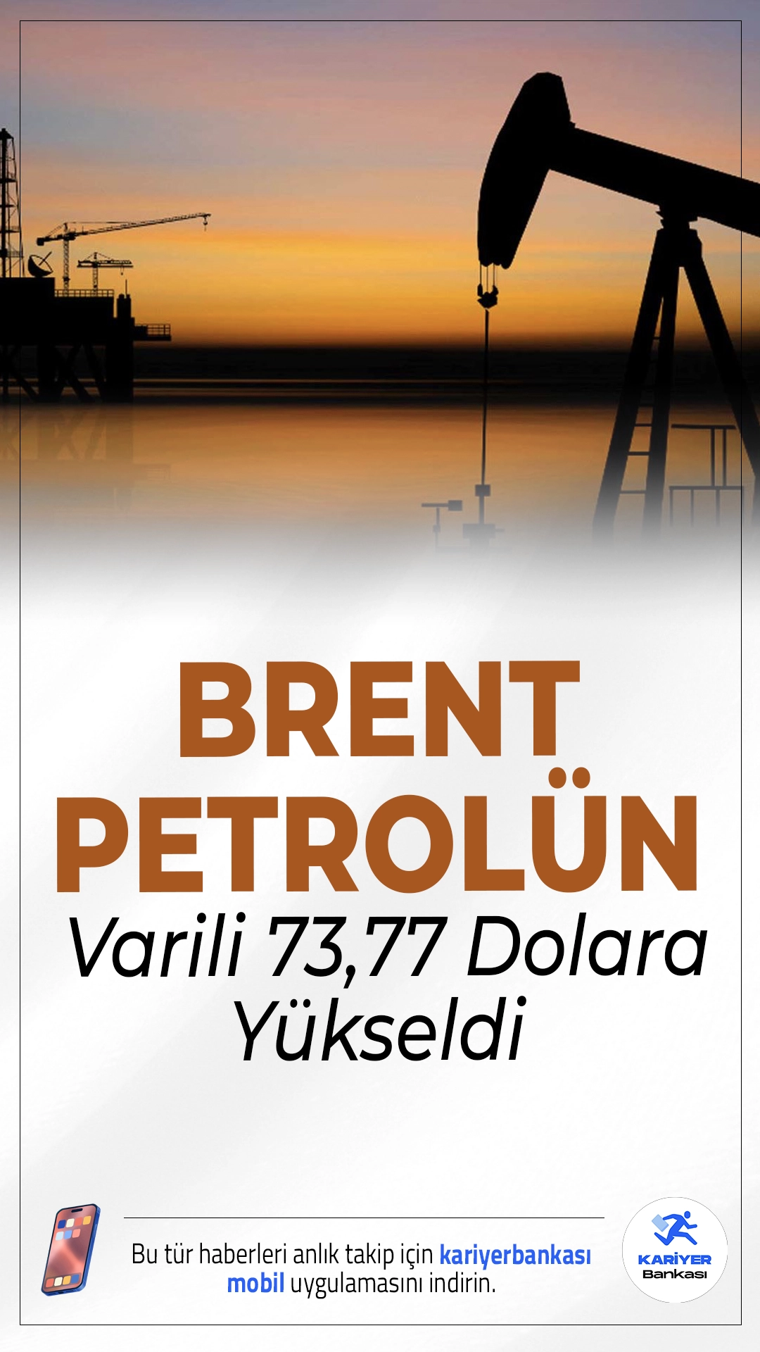 Brent Petrol Fiyatı 73,77 Dolara Yükseldi.Orta Doğu'daki gerilimlerin etkisiyle petrol fiyatlarında dalgalanma devam ediyor. Brent petrol varil fiyatı 73,77 dolardan işlem görüyor.