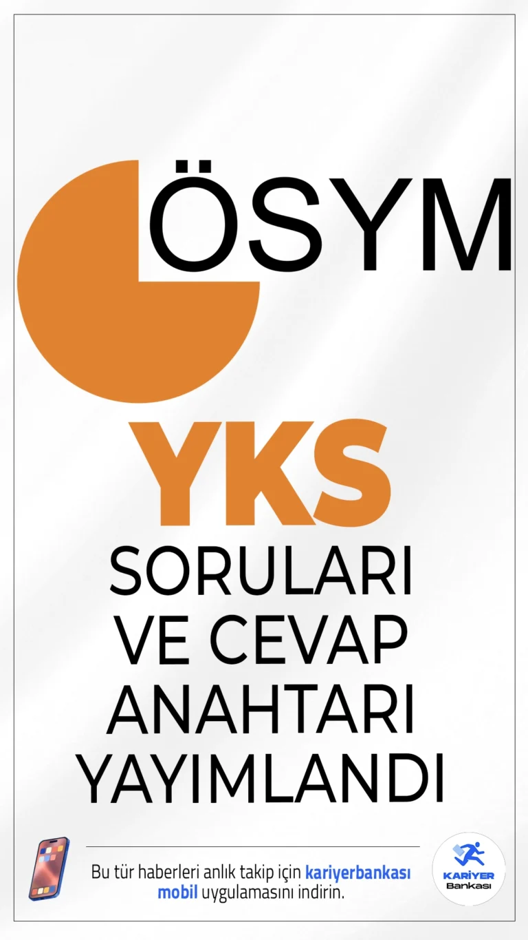 2025-YKS SORU KİTAPÇIKLARI VE CEVAP ANAHTARLARI YAYIMLANDI. ÖSYM sayfasından gelen son dakika duyurusunda, 21-22 Haziran tarihleri arasında gerçekleştirilen Yükseköğretim Kurumları Sınavı'nın soru kitapçığı ve cevap anahtarlarının yayımlandığı aktarıldı.
