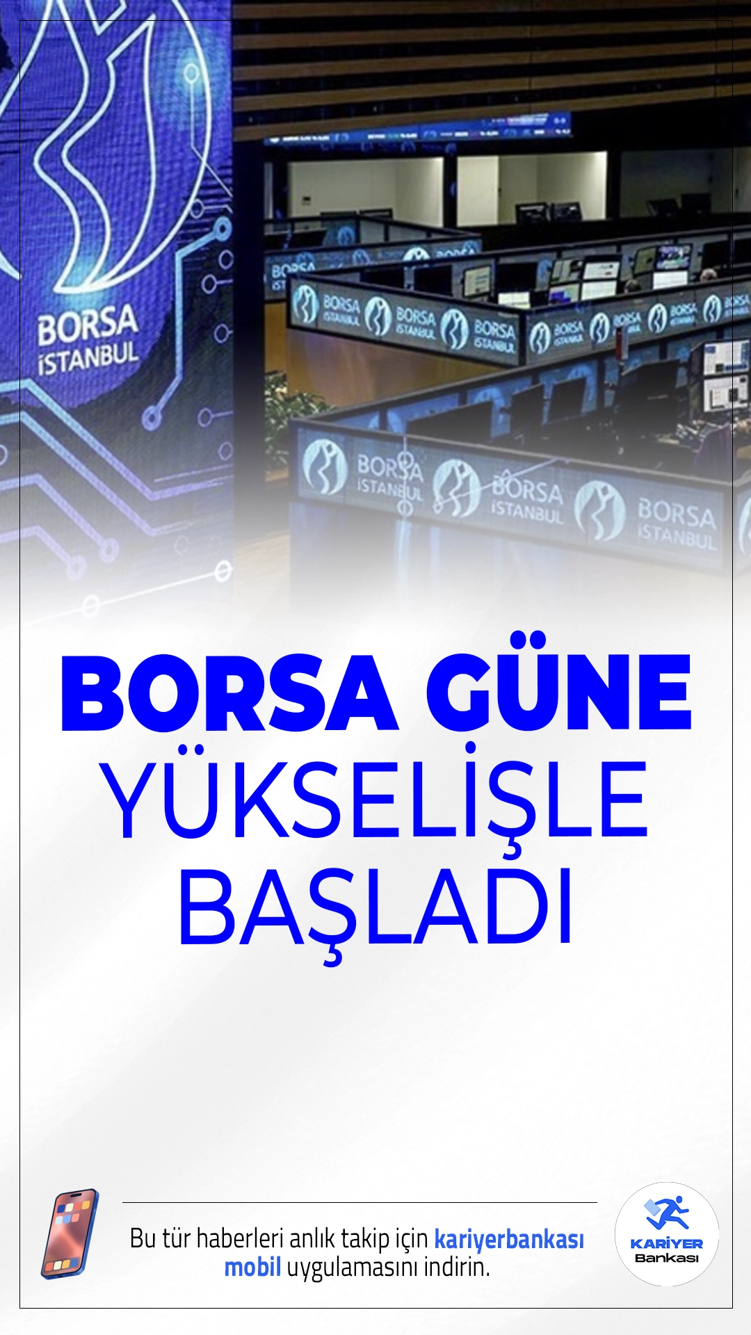 Borsa Güne Yükselişle Başladı.Borsa İstanbul'da BIST 100 endeksi, haftanın yeni gününe pozitif bir başlangıç yaparak yüzde 0,26 artışla 9.473,60 puana yükseldi.