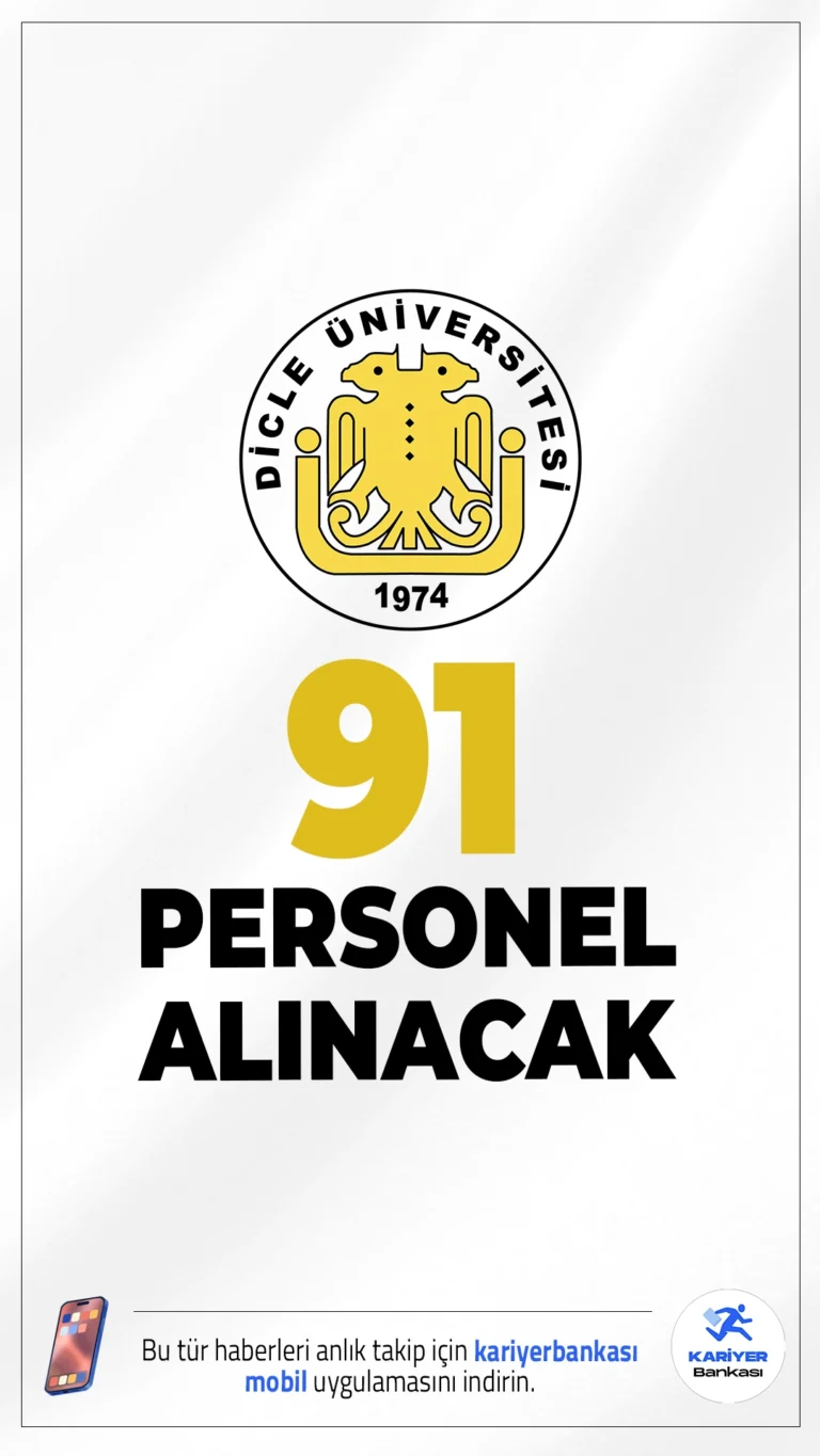 Dicle Üniversitesi 91 Personel Alımı Yapacak.Dicle Üniversitesi, farklı ünvanlarda olmak üzere 91 sözleşmeli personel alımı gerçekleştireceğini duyurdu. Alımlar, 657 sayılı Devlet Memurları Kanunu’nun 4/B maddesi kapsamında, KPSS (B) grubu puan sıralamasına göre yapılacak ve adaylar üniversitenin hastanelerinde veya bağlı birimlerinde istihdam edilecek.