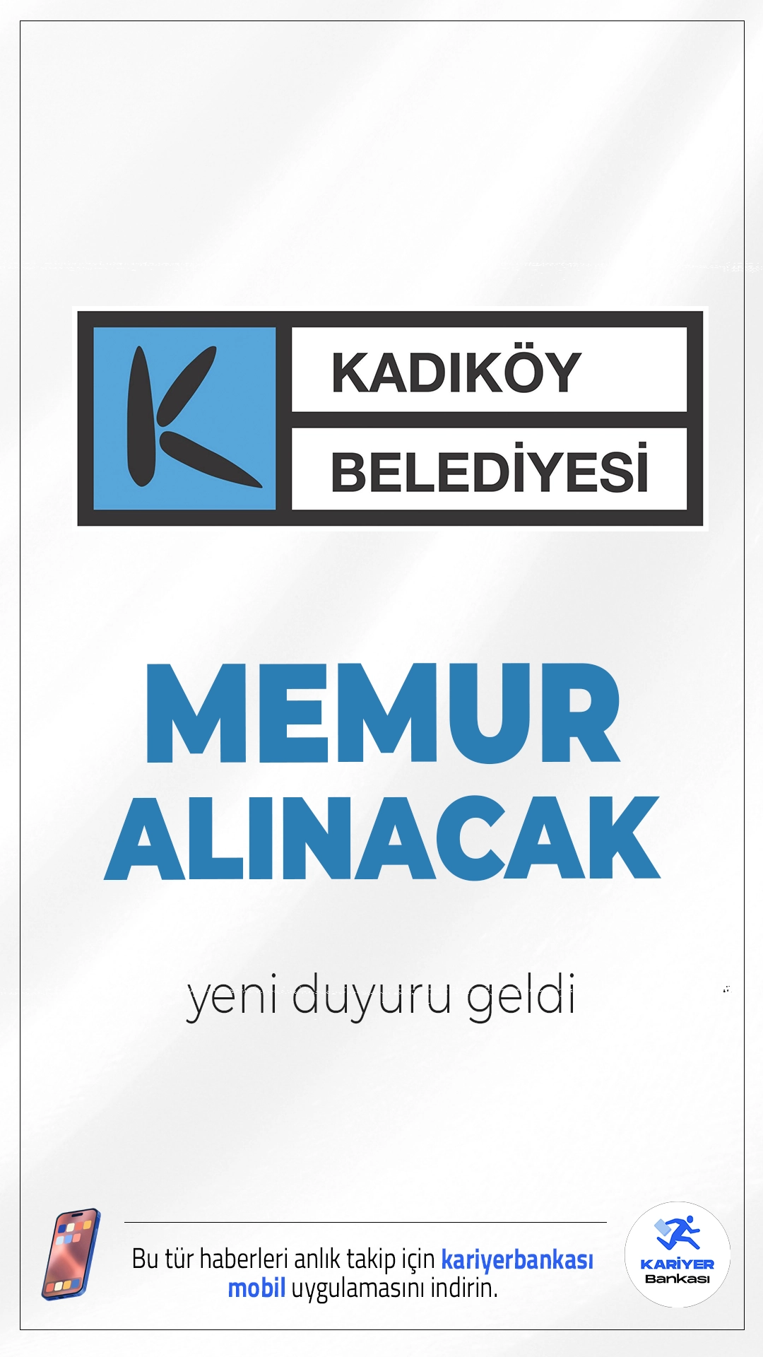 Kadıköy Belediyesi 11 Memur Alımı Yapacak.Kadıköy Belediyesi yeni memur alımı ilanını yayımladı. Kadıköy Belediye Başkanlığı, 657 sayılı Devlet Memurları Kanunu kapsamında istihdam edilmek üzere toplam 11 memur alımı gerçekleştireceğini duyurdu. Kadrolar, lisans mezunlarına yönelik olup, başvuru için 2024 yılı KPSS (B grubu) sınavına katılmış ve en az 70 puan almış olmak şartı bulunuyor.