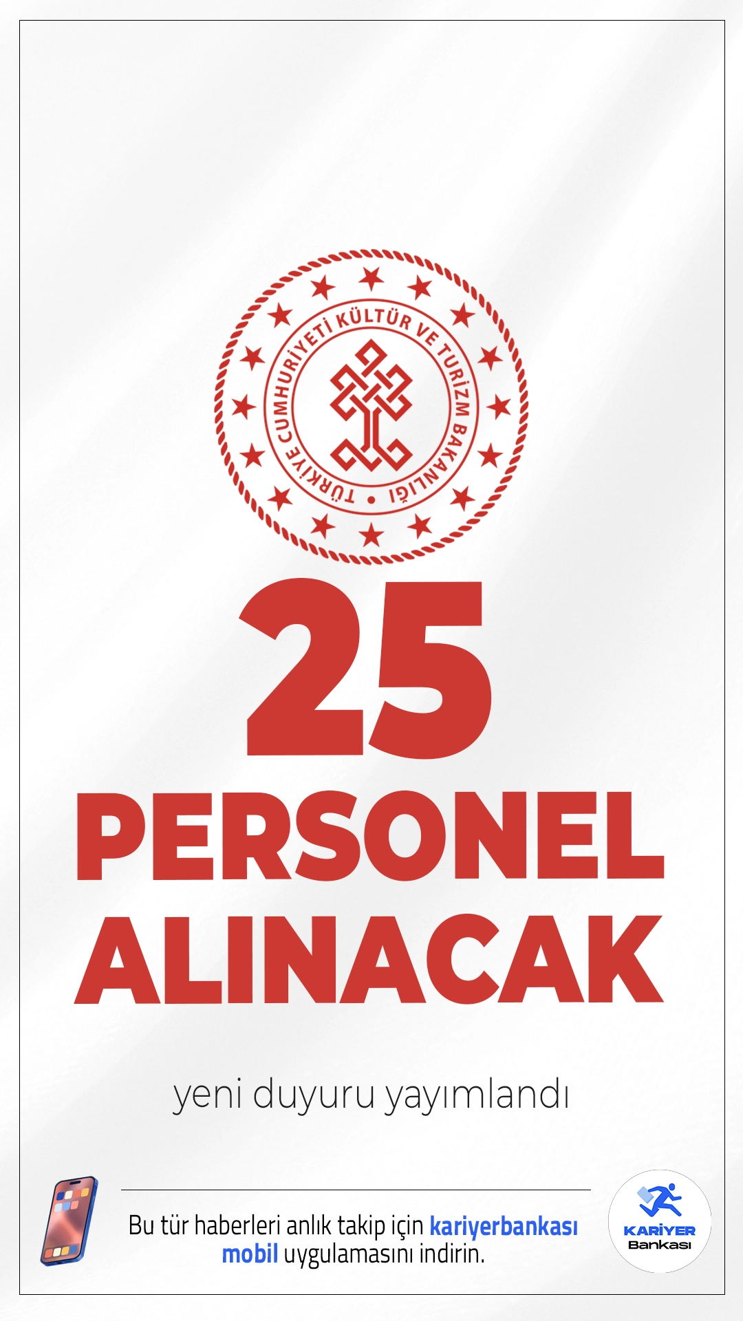 Kültür Bakanlığı Uludağ Alan Başkanlığı 25 Personel Alımı Yapacak!Kültür ve Turizm Bakanlığı’na bağlı Uludağ Alan Başkanlığı, çeşitli unvanlarda toplam 25 personel alımı gerçekleştirecek.