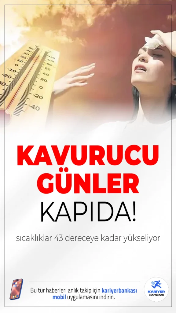 Sıcaklıklar 43 Dereceye Kadar Yükseliyor: Kavurucu Günler Kapıda.Yurt genelinde etkili olan sıcak hava dalgası özellikle Güneydoğu Anadolu'da etkisini artırıyor. Cuma günü Batman'da sıcaklık 43 dereceye ulaşacak. Şanlıurfa ve Diyarbakır'da ise 41 derece bekleniyor.