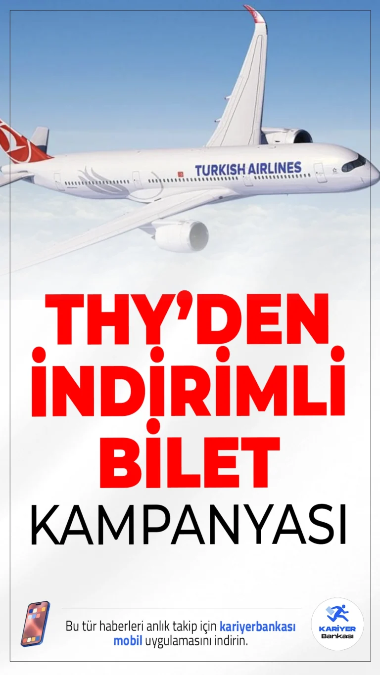 THY’den İndirimli Bilet Kampanyası!Türk Hava Yolları, yurt içi uçuşlarda 949 TL’den başlayan fiyatlarla bilet kampanyası başlattı. Kampanya sadece iki gün geçerli.