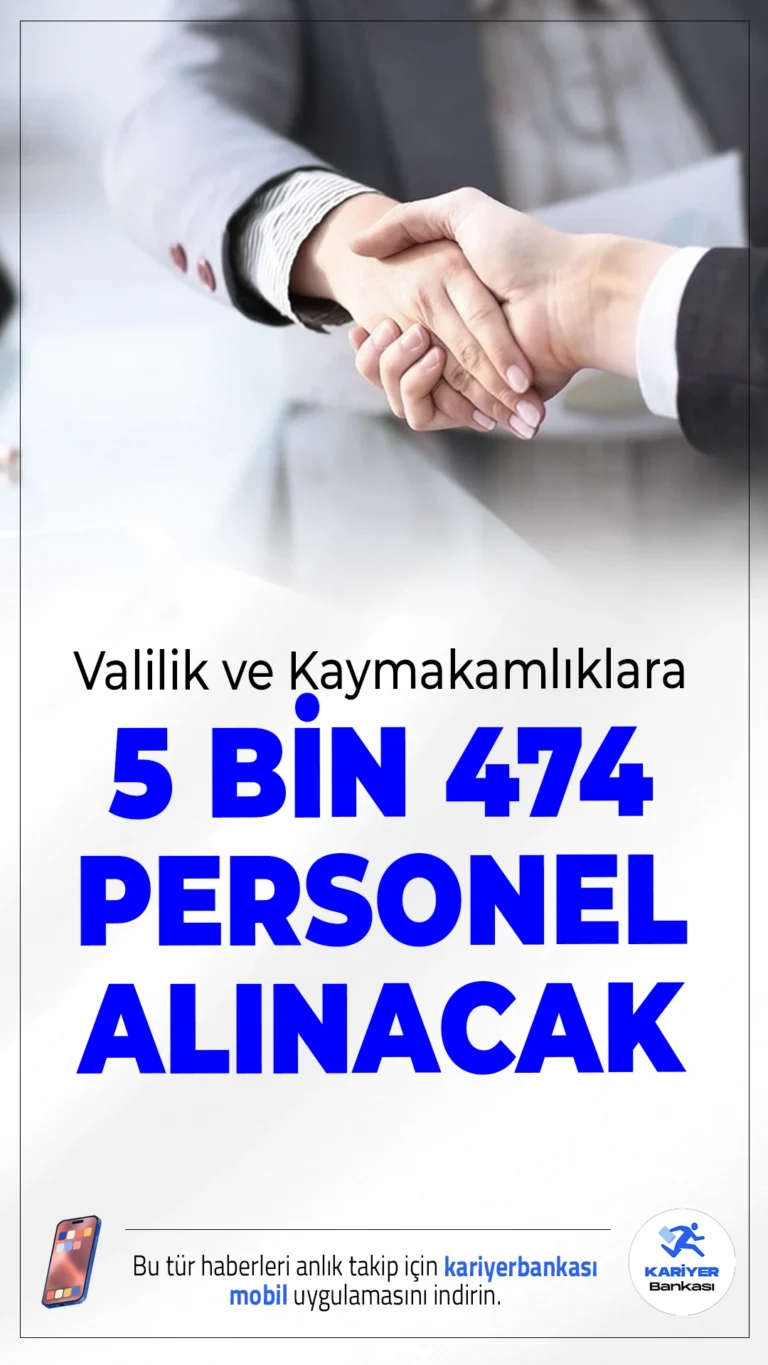 Valilik ve Kaymakamlıklara 5 Bin 474 Personel Alımı Başladı!Kahramanmaraş, Hatay ve Osmaniye’de bulunan valilik ve kaymakamlıklara bağlı kurumlarda çalıştırılmak üzere 5474 kişilik TYP personel alımı için başvurular başladı. Alımlar, İŞKUR üzerinden yayımlanan Toplum Yararına Program (TYP) kapsamında gerçekleştiriliyor. 6 Şubat depremlerinden etkilenen illerdeki kamu kurumlarının çeşitli birimlerinde geçici süreyle görevlendirilmek üzere personel istihdamı yapılacak.