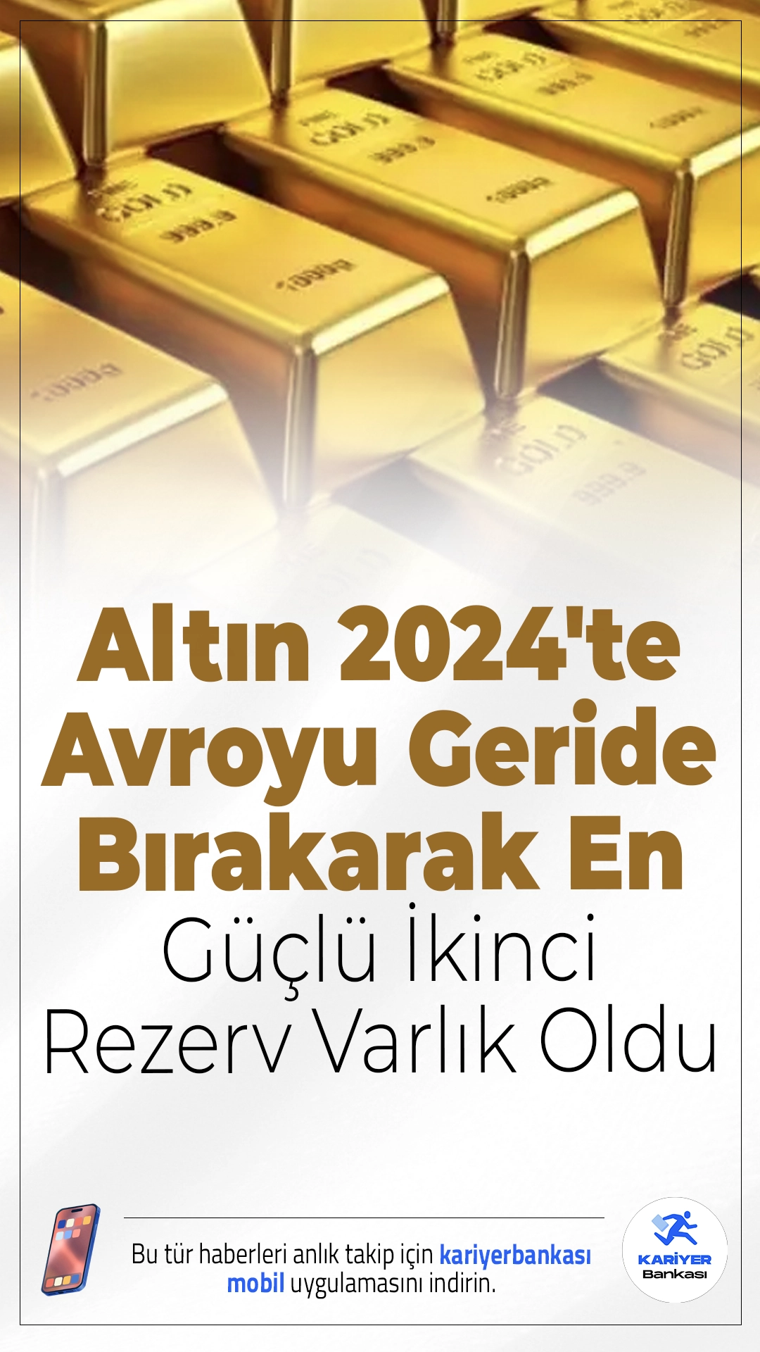 Altın 2024'te Avroyu Geride Bırakarak En Güçlü İkinci Rezerv Varlık Oldu..Altın, merkez bankalarının rekor alımları ve fiyatlardaki artışla 2024'te avroyu geçerek doların ardından en büyük küresel rezerv varlık haline geldi.