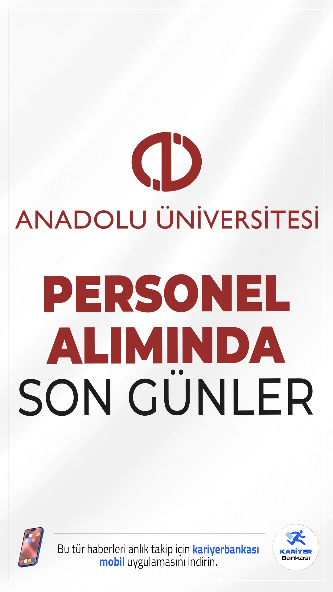 Anadolu Üniversitesi 6 Personel Alımında Son Günler.Anadolu Üniversitesi sözleşmeli personel alımı başvurularında son günlere girildi. Alımlar, 375 sayılı Kanun Hükmünde Kararname ve ilgili yönetmelikler kapsamında yapılacak. Adaylar, KPSS ve YDS puanlarının belirli yüzdeleriyle değerlendirilecek ve yazılı-sözlü sınavla seçilecek.Başvuru yapacak adayların genel ve özel şartları dikkatle incelemesi gerekmektedir.