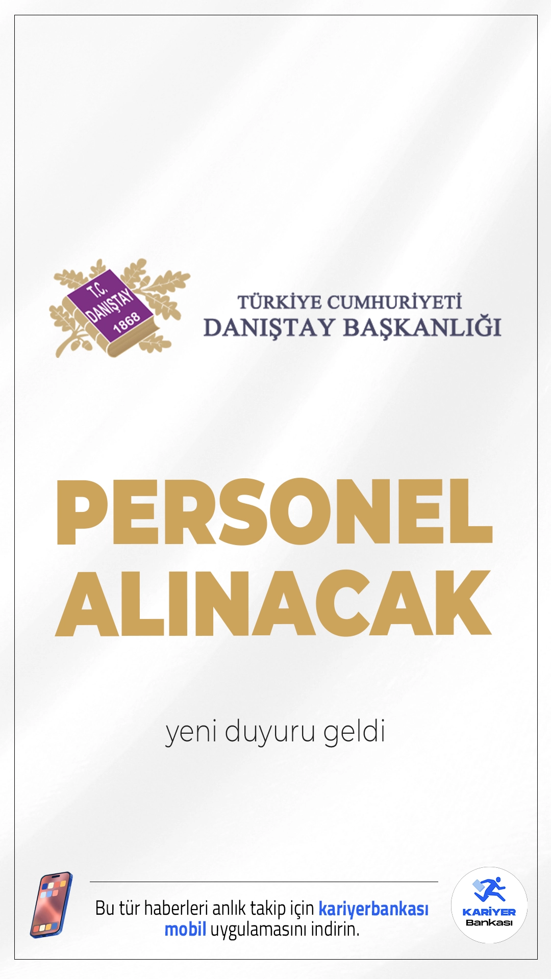 Danıştay 8 Personel Alımı Yapacak.Danıştay Başkanlığı, Bilgi İşlem Merkezi Müdürlüğü bünyesinde istihdam edilmek üzere toplam 8 sözleşmeli personel alımı gerçekleştirecek. Alım süreci, 375 sayılı Kanun Hükmünde Kararname’nin ek 6. maddesi uyarınca yapılacak ve başvurular sözlü ile uygulamalı sınav başarı sıralamasına göre değerlendirilecek.