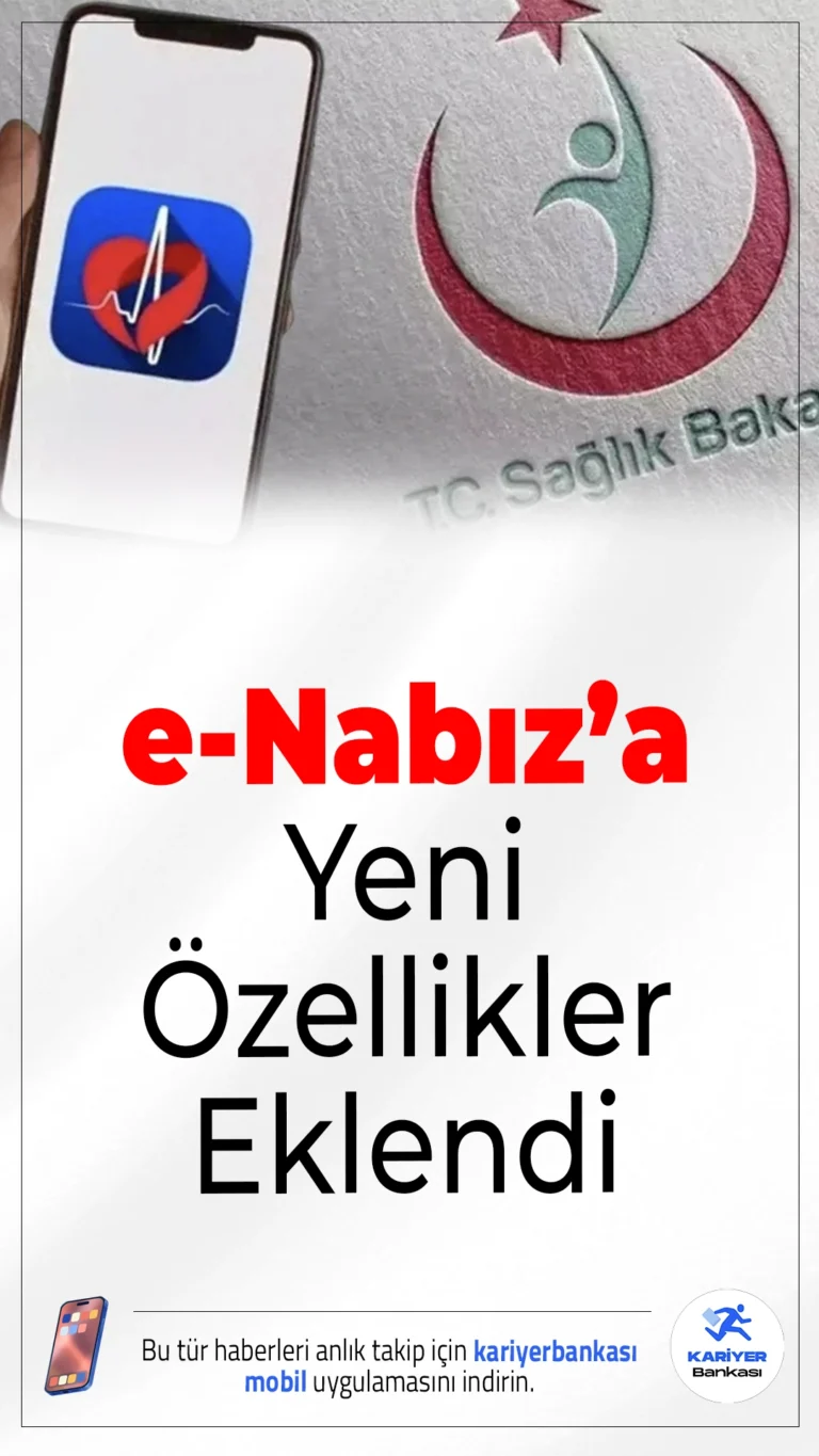 e-Nabız’a Yeni Özellikler Geldi: Daha Hızlı, Daha Kolay, Daha Güvenli.Sağlık Bakanlığı, e-Nabız Kişisel Sağlık Sistemi'ne eklediği yeni özelliklerle kullanıcı deneyimini geliştirdiğini duyurdu. Artık sistem daha modüler, erişimi daha rahat ve biyometrik giriş seçeneğiyle daha güvenli.