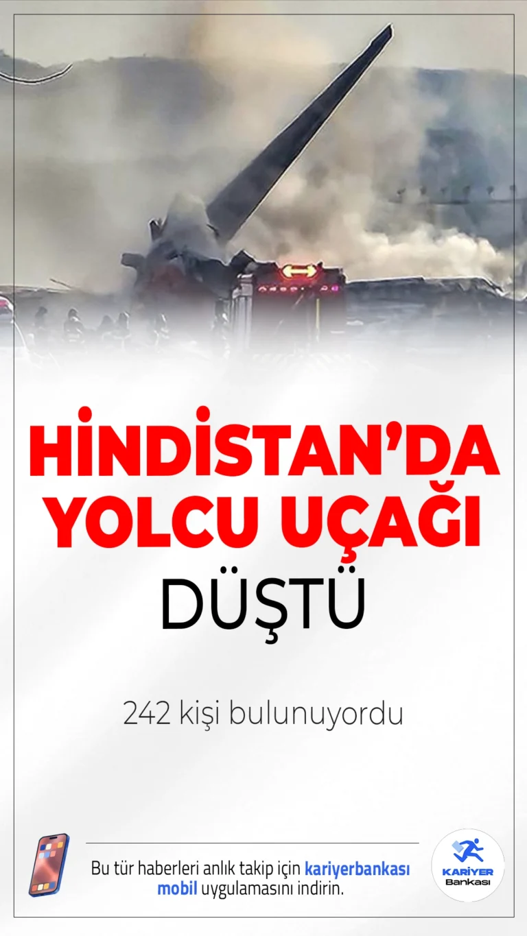 Air India Yolcu Uçağı Hindistan'da Düştü: 242 Kişi Vardı.Air India’ya ait 242 kişilik yolcu uçağı Ahmedabad’da yerleşim alanına düştü, kazada can kaybı olup olmadığı henüz netleşmedi.