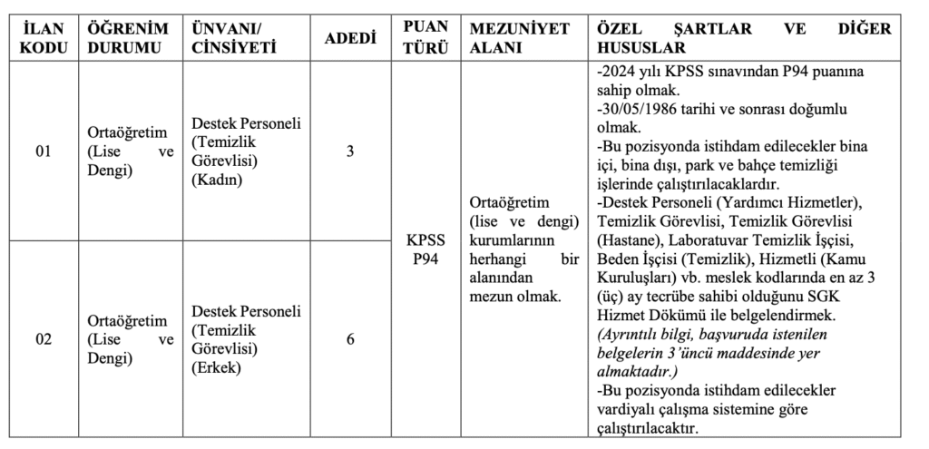 RTE Üniversitesi personel alımı