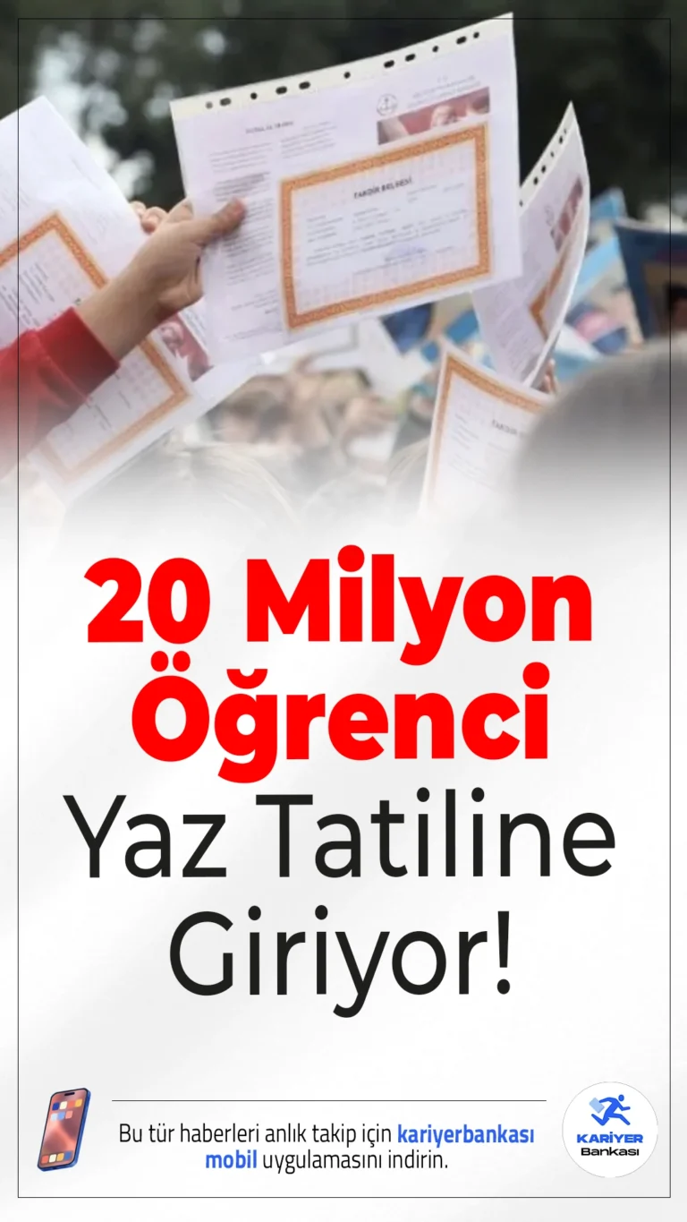 Okullarda Karne Heyecanı Başladı: 20 Milyon Öğrenci Yaz Tatiline Giriyor.Yaz tatili başlıyor! İlk ve ortaöğretimdeki milyonlarca öğrenci karnesini alarak tatile çıkarken, yeni eğitim yılı 8 Eylül 2025'te başlayacak.
