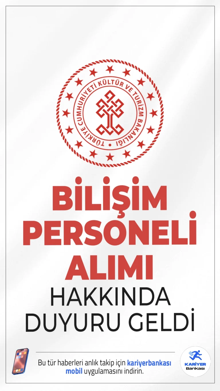 Kültür Bakanlığı Bilişim Personel Alımı Hakkında Duyuru Geldi. Kültür ve Turizm Bakanlığı sayfasından yayımlanan duyuruda, Sözleşmeli Bilişim Personeli Alımı sonuçlarının açıklandığı, asil ve yedek adayların belli olduğu aktarıldı.