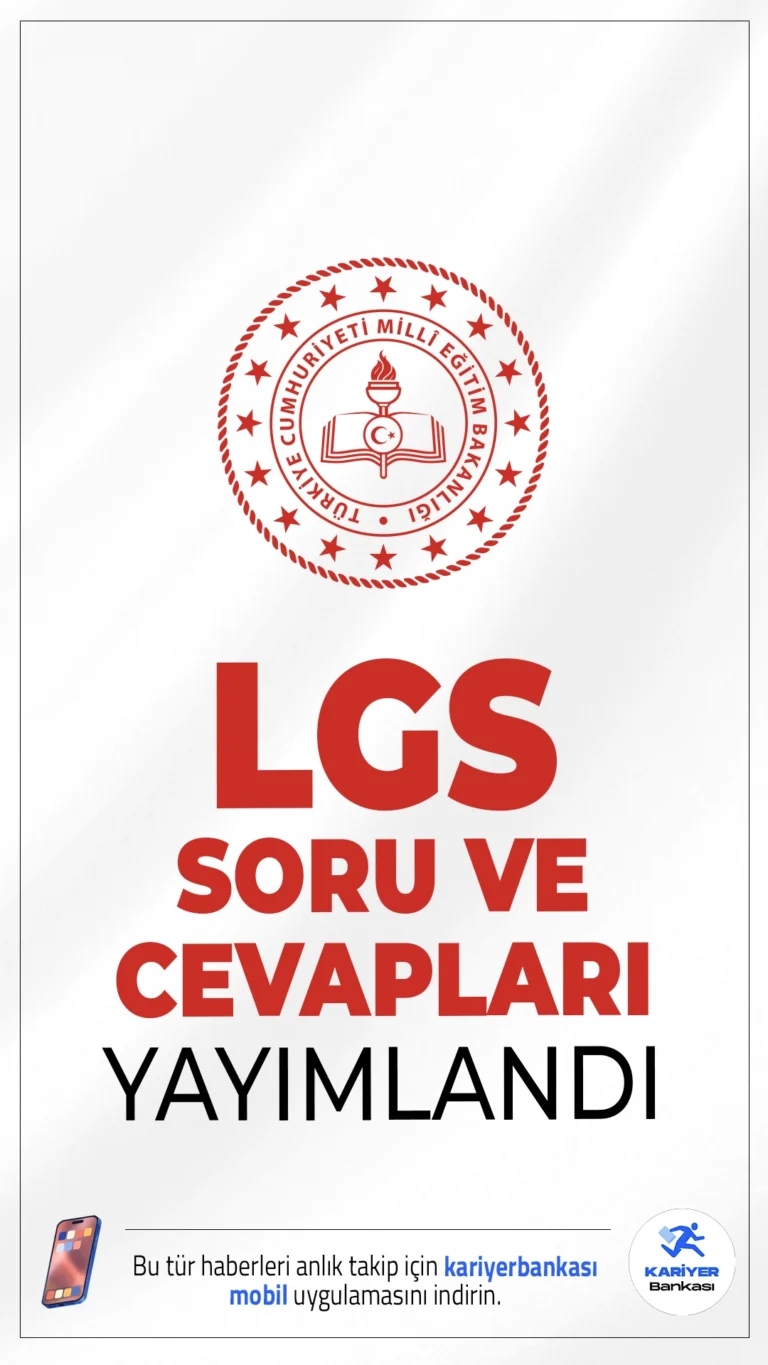 LGS Soru ve Cevapları Yayımlandı.2025 Liselere Geçiş Sistemi (LGS) kapsamında yapılan merkezî sınav sorunsuz şekilde tamamlandı, soru kitapçıkları ve cevap anahtarları yayımlandı.