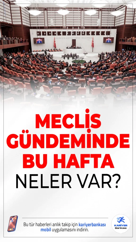 Meclis Bu Hafta Enerji, Vergi ve Sağlık Alanında Önemli Düzenlemeleri Görüşecek.Enerji arz güvenliğinden kayıt dışı ekonomiyle mücadeleye kadar birçok başlıkta kritik düzenlemeler Meclis gündeminde. Bu hafta görüşülecek teklifler, madencilikten dijital denetimlere kadar pek çok alanı etkileyebilir.