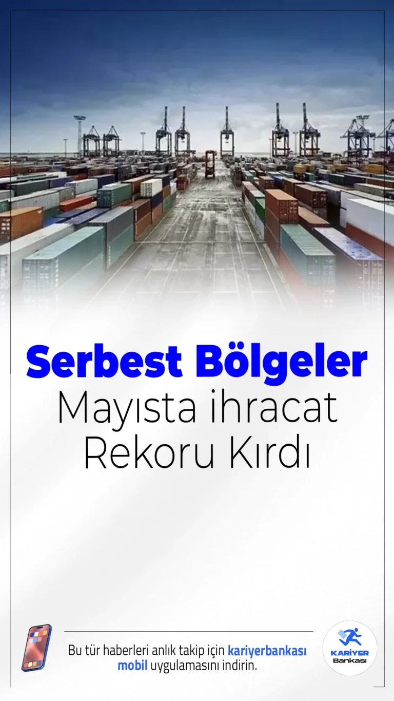 Serbest Bölgeler Mayıs Ayında Rekor Kırdı: 1,18 Milyar Dolarlık İhracat.Serbest bölgelerin ihracat hacmi mayısta yüzde 11,2 artışla 1 milyar 180 milyon dolara ulaşarak tarihindeki en yüksek seviyeye çıktı.